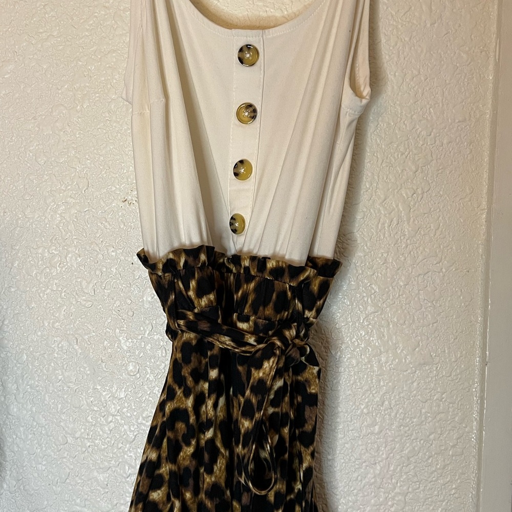 Cream/leopard jumpsuit